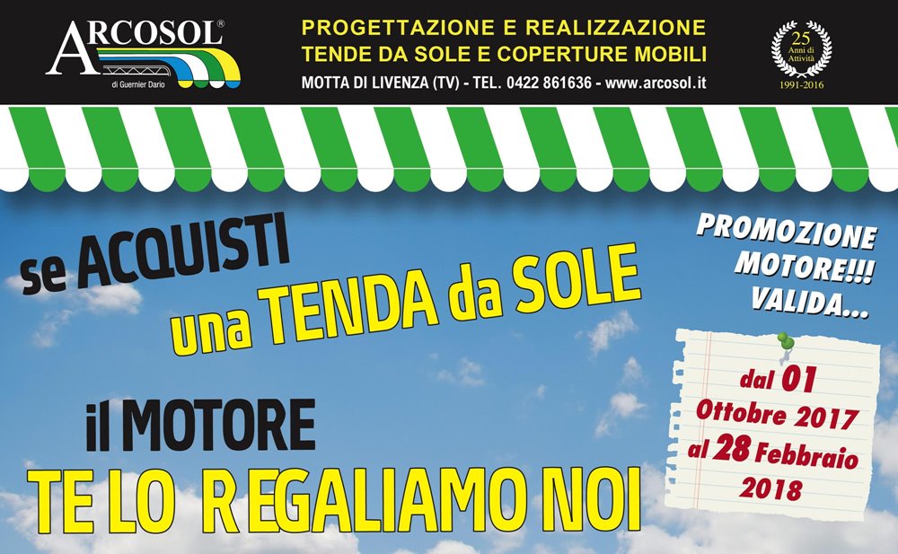 Se acquisti una tenda da sole, il motore te lo regaliamo noi!